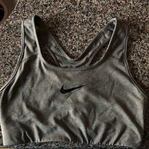 Gray NIKE DRI-FIT sports bra